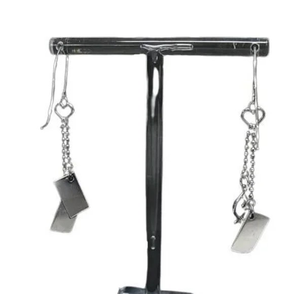 Dior Earrings Silver Metal Logo Dice Hook Type